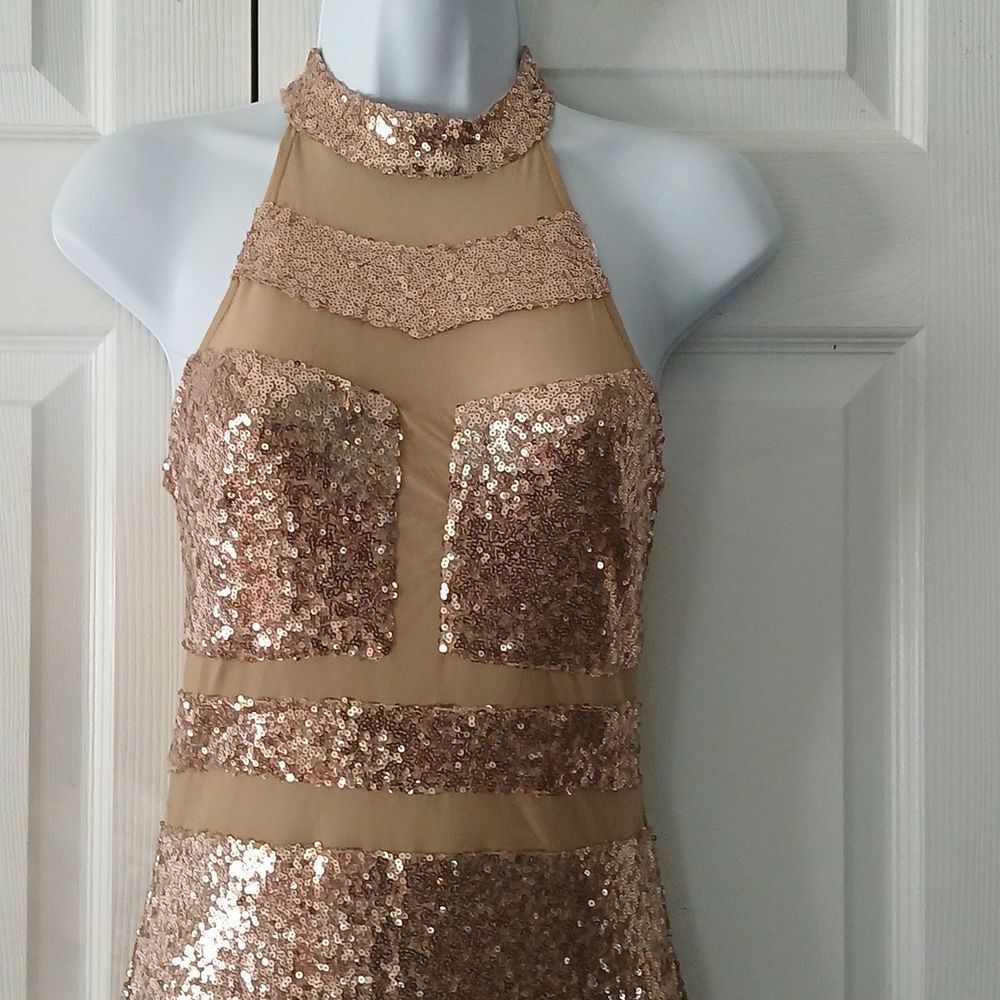 Fashion Nova mesh sequin bodycon sexy fitted mini dress party Ve clubbing Sz 5 - Picture 3 of 5